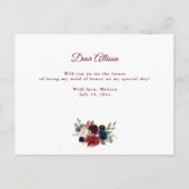 Bordeaux stoffig blauwe getuige kaart (Achterkant)