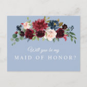 Bordeaux stoffig blauwe getuige kaart (Voorkant)