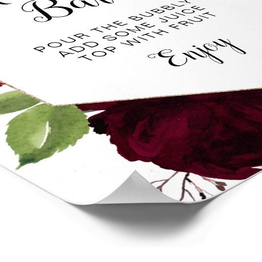 Bordeaux stoffig blauwe mimosa bar bordkaart poster (Hoek)