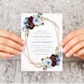 Bordeaux stoffige blauwe bloemrijke geometrische b kaart