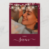 Bordeaux String Lights Foto Tafelnummer (Achterkant)