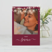 Bordeaux String Lights Foto Tafelnummer (Staand voorkant)