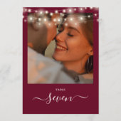 Bordeaux String Lights Foto Tafelnummer (Voorkant)