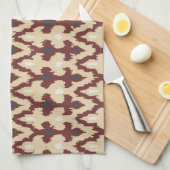 Bordeaux Tan Geometric Ikat Tribal Ornament Pattra Theedoek (Quarter Fold)