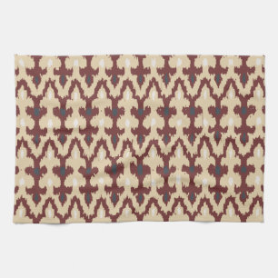 Bordeaux Tan Geometric Ikat Tribal Ornament Pattra Theedoek