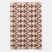 Bordeaux Tan Geometric Ikat Tribal Ornament Pattra Theedoek (Verticaal)