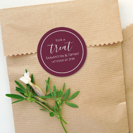 Bordeaux Trouw Simpele Calligrafie Script Cadeau Ronde Sticker