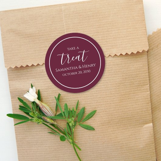 Bordeaux Trouw Simpele Calligrafie Script Cadeau Ronde Sticker
