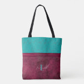 Bordeaux & Turquoise Kant Mode Personaliseerbaar Tote Bag (Achterkant)