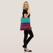 Bordeaux & Turquoise Kant Mode Personaliseerbaar Tote Bag (Op model)