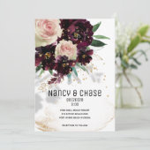 Bordeaux-uitnodiging voor mousserende Blush en Bor Aankondiging (Staand voorkant)