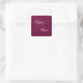 BORDEAUX Vierkant Monogram Bruiloft Sticker (Tas)