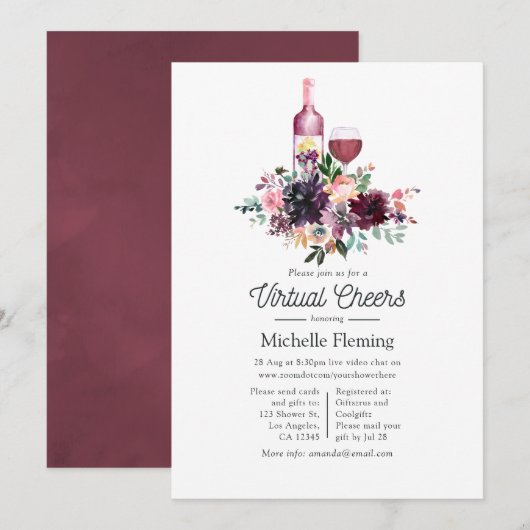 Bordeaux Virtual Wine Tasting Vrijgezellenfeest Kaart (Voorkant / Achterkant)