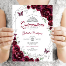 Bordeaux Watercolor Bloemen Quinceanera
