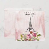Bordeaux-waterverf Eiffeltoren Trouw Dankjewel Kaart (Voorkant / Achterkant)