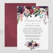 Bordeaux Wijn Gereduceerde Trouwgastenlijst Aankondiging (Voorkant / Achterkant)