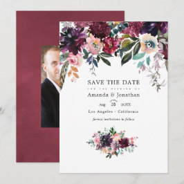 Bordeaux Wijnkleur Bloemrijke Tuin Bruiloft Save The Date