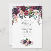 Bordeaux Wine Color Floral Garden Wedding Kaart (Voorkant)