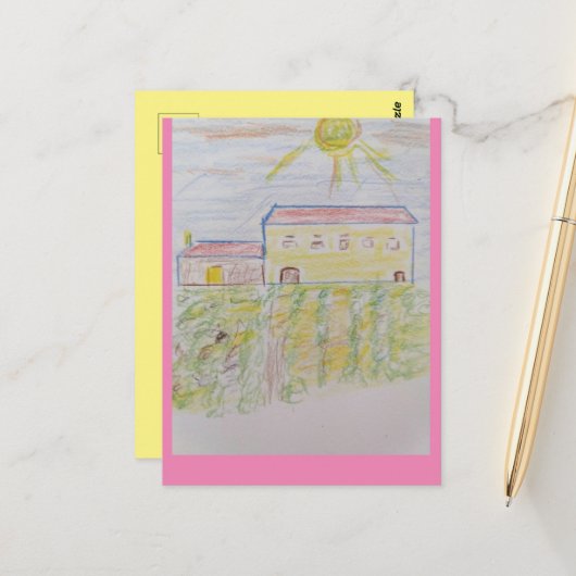 Bordeaux Wine Country Sketch Briefkaart (Voorkant / Achterkant in situ)