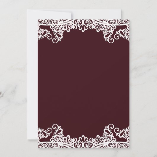 Bordeaux Wine & White Lace Elegant Quinceañera Kaart (Achterkant)