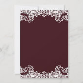 Bordeaux Wine & White Lace Elegant Wedding Kaart (Achterkant)