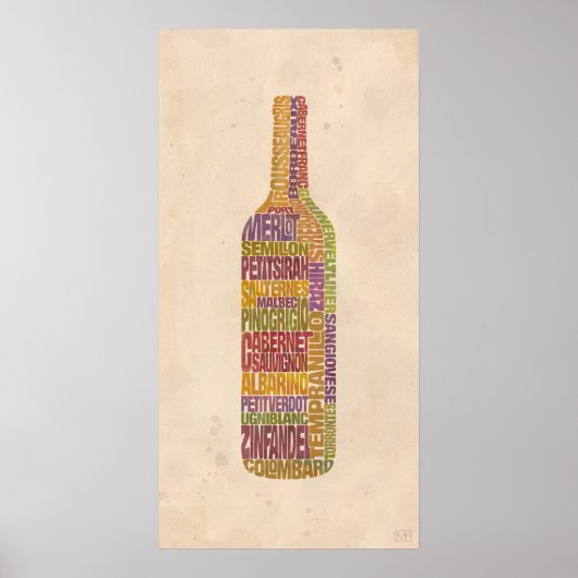 Bordeaux Wine Word Bottle Poster (Voorkant)