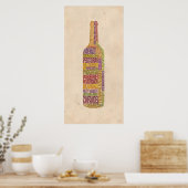 Bordeaux Wine Word Bottle Poster (Keuken)