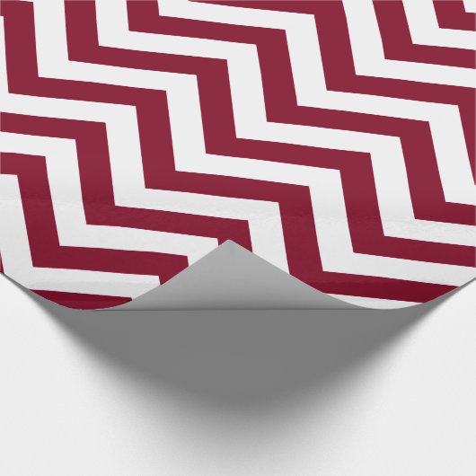 Bordeaux Wit XL Chevron ZigZag Patroon Cadeaupapier (Hoek)