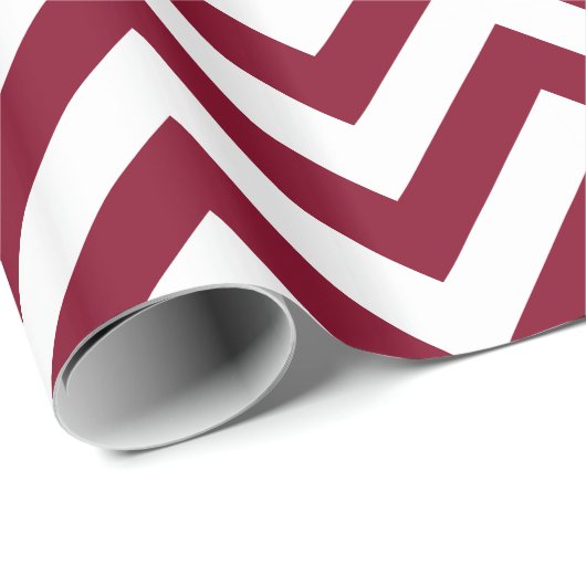Bordeaux Wit XL Chevron ZigZag Patroon Cadeaupapier (Rol Hoek)
