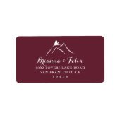 Bordeaux Witte Berg Bruiloft RSVP Adres Label (Voorkant)