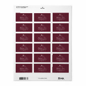 Bordeaux Witte Berg Bruiloft RSVP Adres Label (Full Sheet)