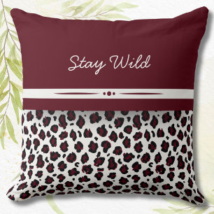 Bordeaux & Witte Luipaardprint Sierkussen