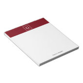 Bordeaux Witte Omlijst Initiaal Monogram Notitieblok (Schuin)