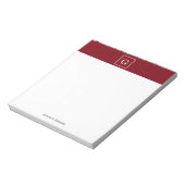 Bordeaux Witte Omlijst Initiaal Monogram Notitieblok (Linkerzijde)