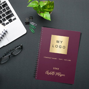 Bordeaux zakelijk logo naam script elegant notitieboek