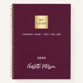 Bordeaux zakelijk logo notitieboek (Voorkant)