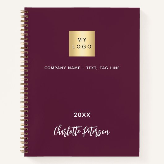 Bordeaux zakelijk logo notitieboek (Voorkant)