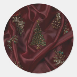Bordeaux Zijde-Uitzicht Diamant Bezet Ronde Sticker