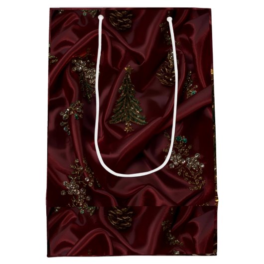 Bordeaux Zijde-Uitzicht Diamant Medium Cadeauzakje (Achterkant)