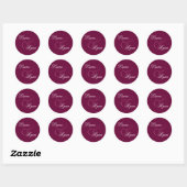 BORDEAUX ZILVER ROZE Monogram Bruiloft Sticker (Vel)