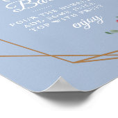 Bordeauxkleurig stoffig blauwe bruiloftsborrel mim poster (Hoek)