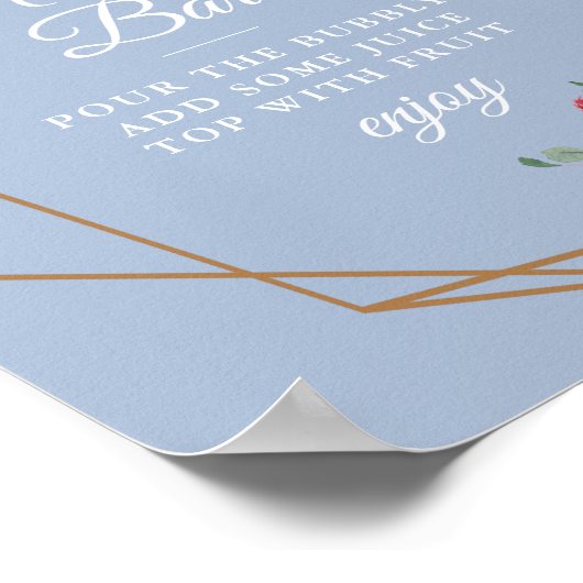 Bordeauxkleurig stoffig blauwe bruiloftsborrel mim poster (Hoek)