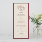 Bordeauxpompoen formeel trouwmenu kaart (Staand voorkant)