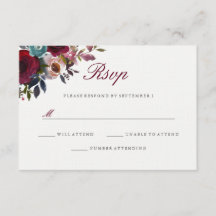 Bordeauxrode aquarel bloem bruiloft RSVP