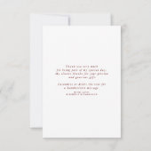 Bordeauxrode bloem bruiloft dankjewel bedankkaart (Achterkant)