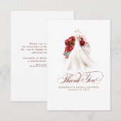 Bordeauxrode bloem bruiloft dankjewel bedankkaart (Voorkant / Achterkant)