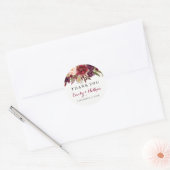 Bordeauxrode bloem-herfst-huwelijkssticker ronde sticker (Envelop)