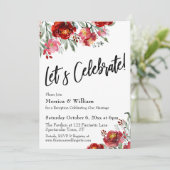 Bordeauxrode bloem typografie Laten we feest viere Kaart (Staand voorkant)