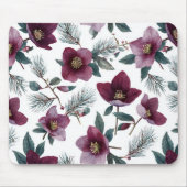 Bordeauxrode Bloemen Muismat (Voorkant)