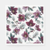 Bordeauxrode Bloemen Servet (Voorkant)